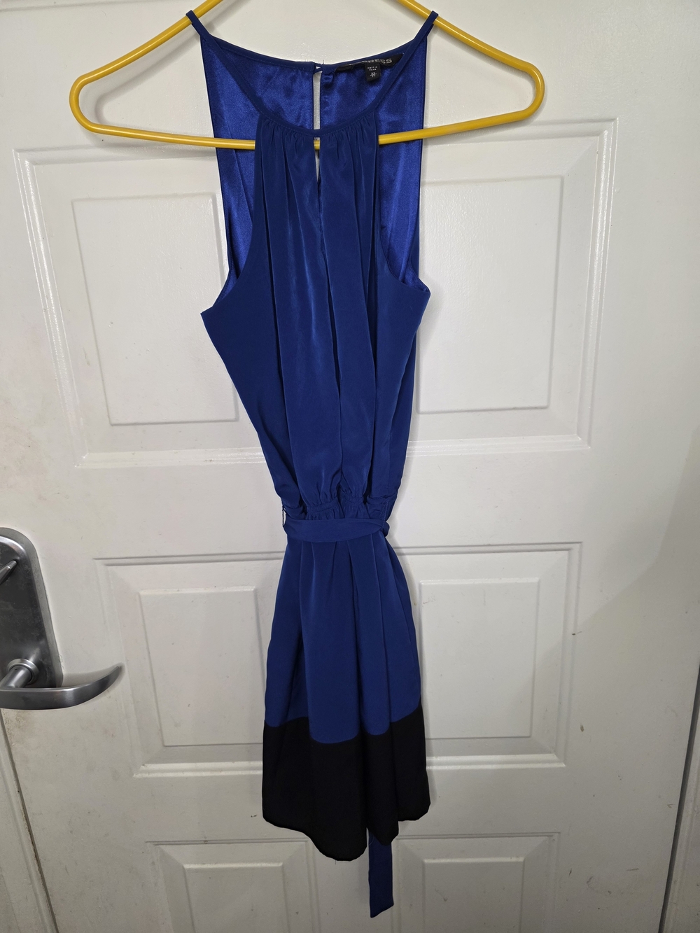 Express Sleeveless Blue and Black Halter Dress Size XS - Picture 1 of 5